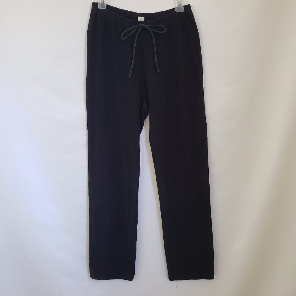 Women's Elastic Waist Casual Black Linen Lounge Pants fits small medium